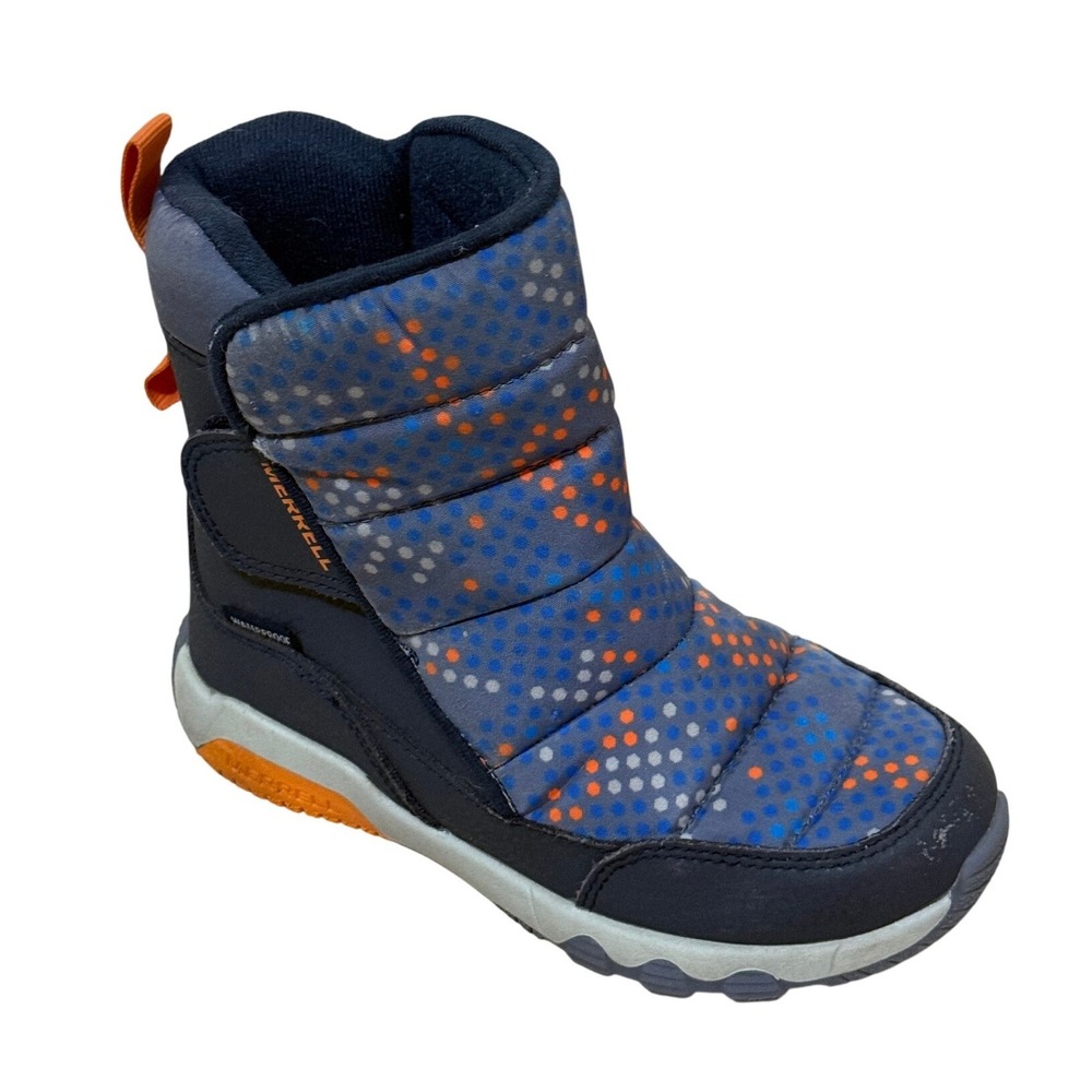 Merrell Kids Snow Boots 12M Navy Blue Orange Waterproof MK266130 Winter Play‎
